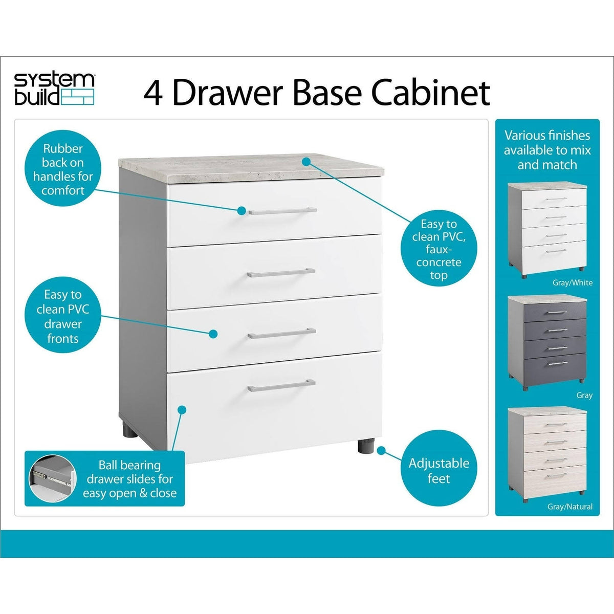 White 4 Drawer Base Cabinet P132