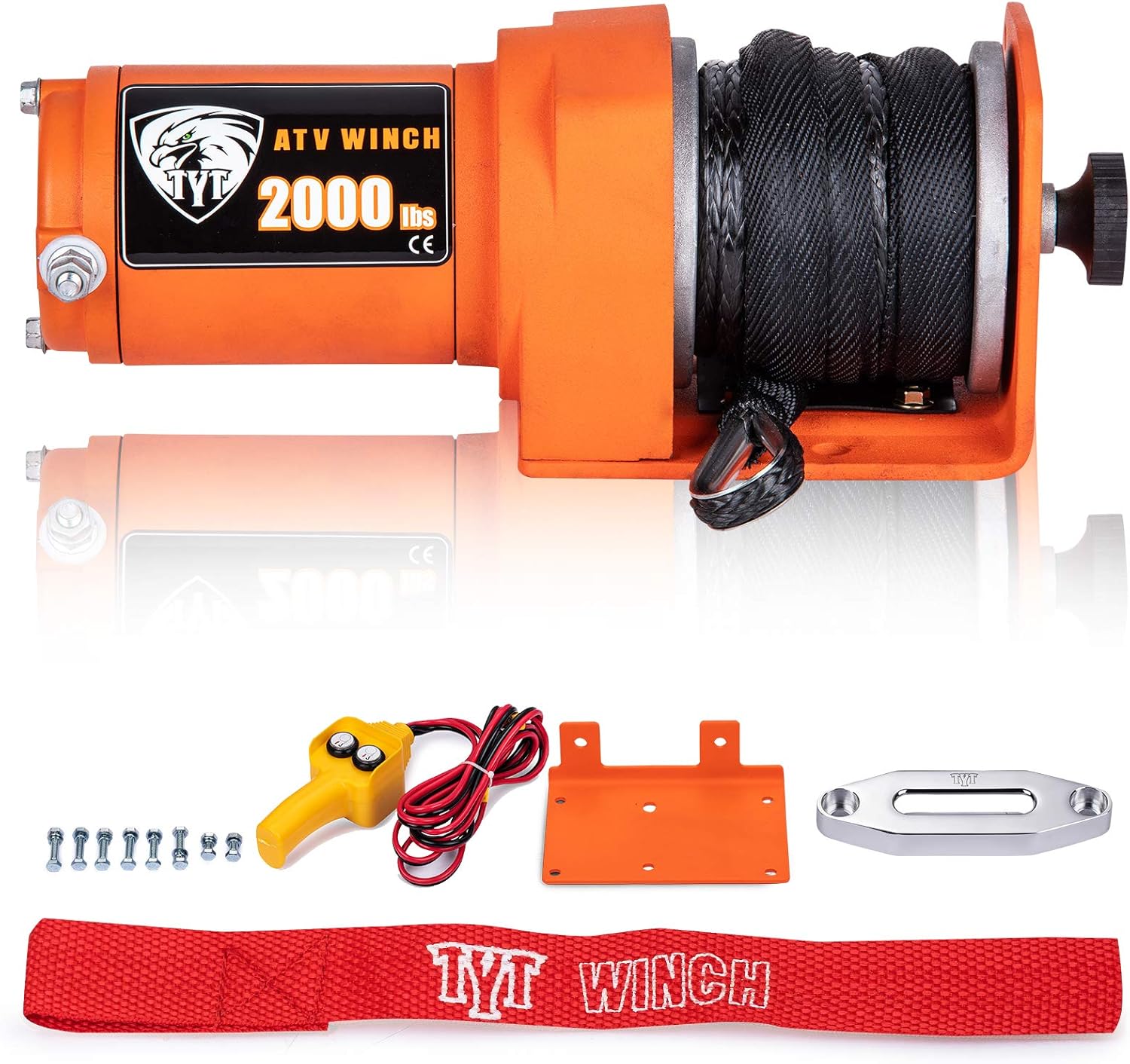 2000 lb 12V Steel Cable Electric Winch with Wired Handle Remotes Z86010
