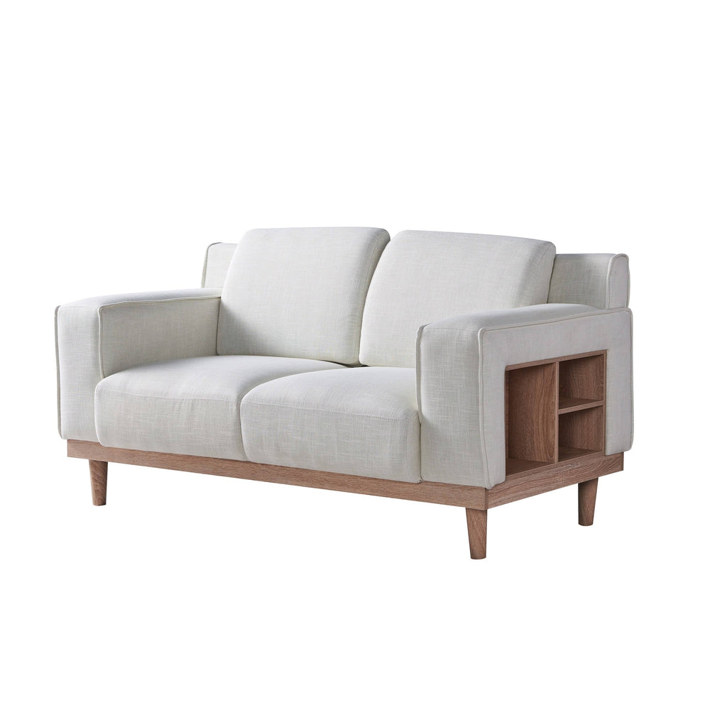 Cream Love Seat with Shelves Q127