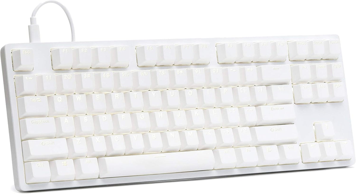 Tenkeyless Mechanical Keyboard with Anodized Aluminum Case, PBT Keycaps, USB-C, White Backlit LED, Linear Switches L47518