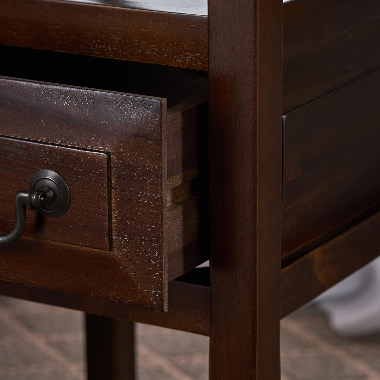 Brown Mahogany Acacia Wood Accent Table Y95779