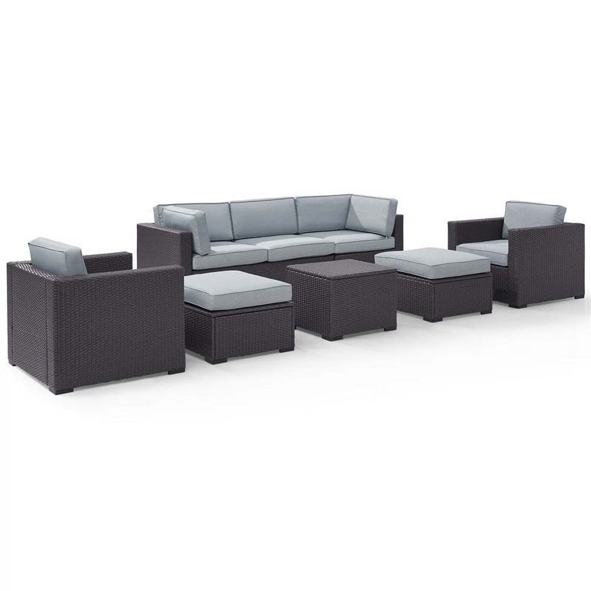 7 Piece Wicker Patio Sofa Set in Brown and Mist A7741