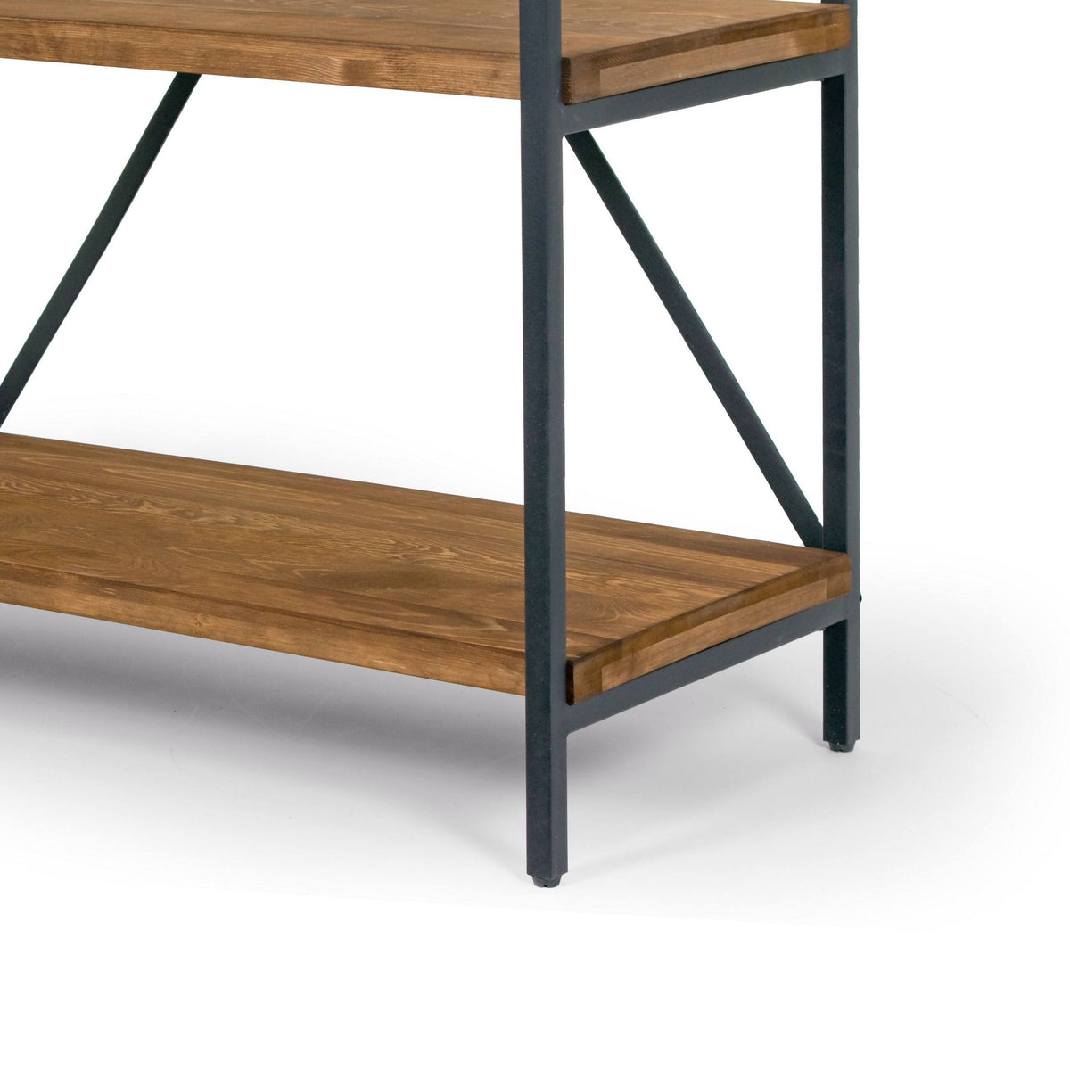 Brown Pine Wood Shelf Etagere Bookcase with Metal Frame Q695210