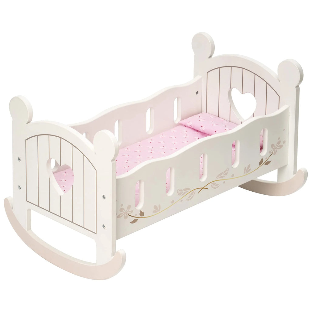 White Wooden Doll Cradle Rocking Doll Bed Q316318