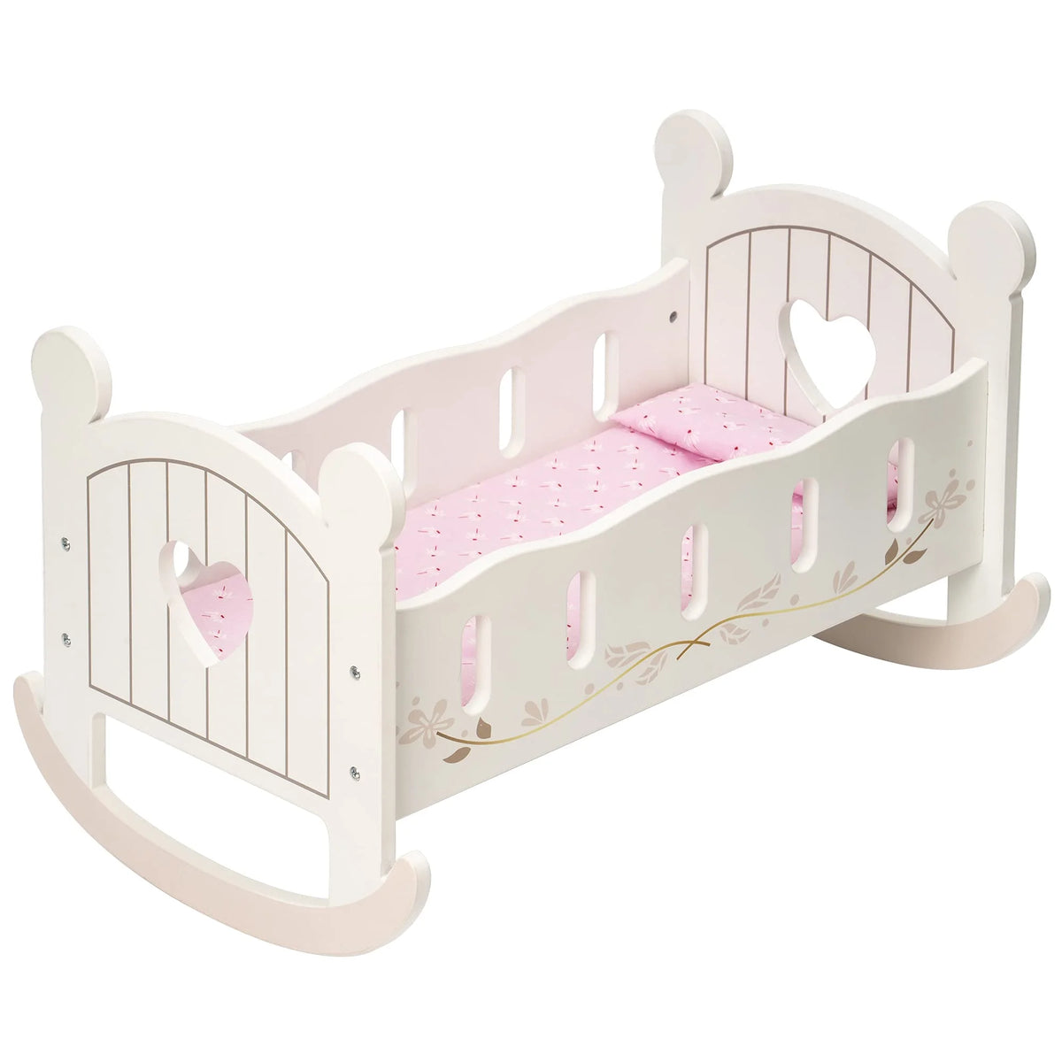 White Wooden Doll Cradle Rocking Doll Bed Q316318