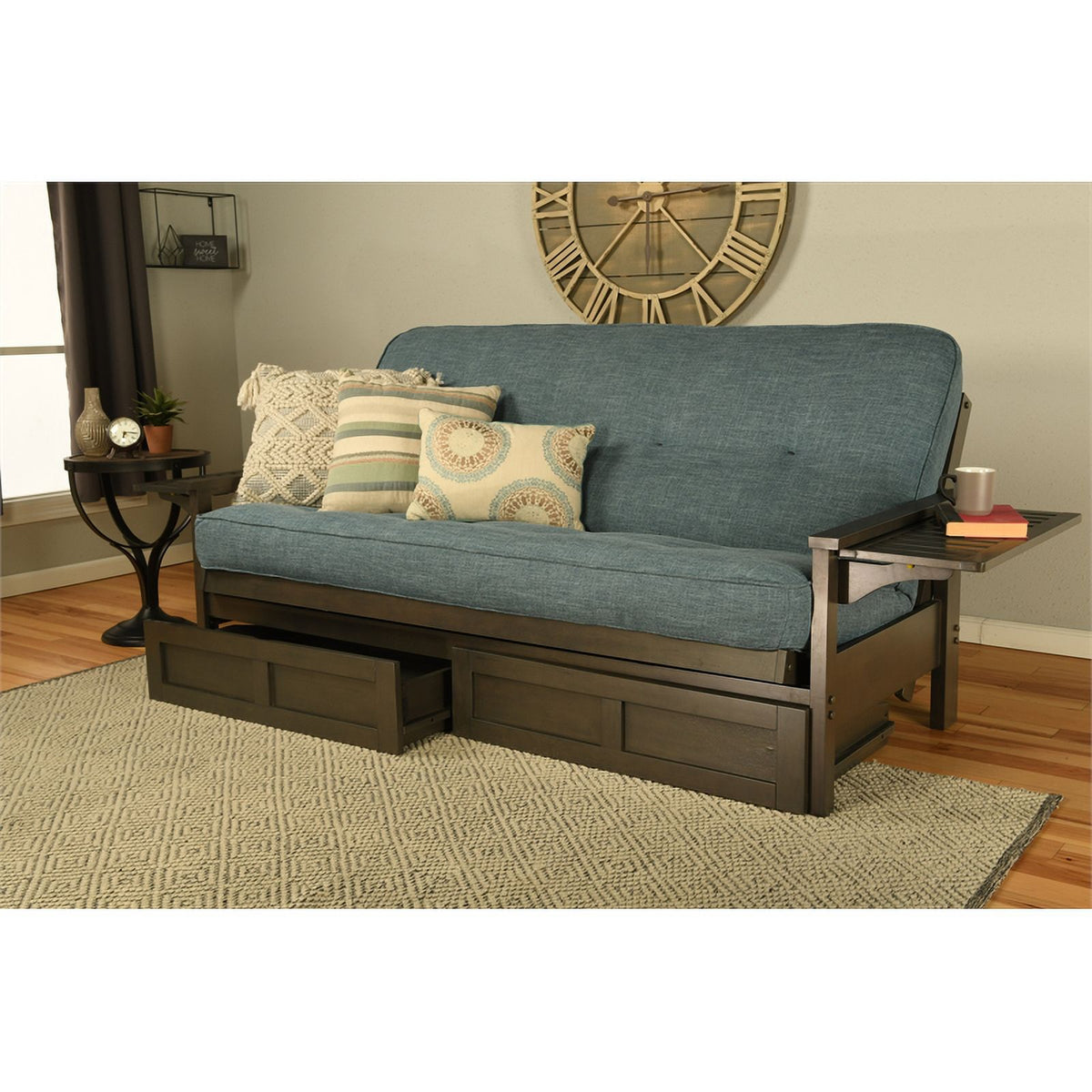 Blue Sofa Sleeper with Storage and Mattress R9381