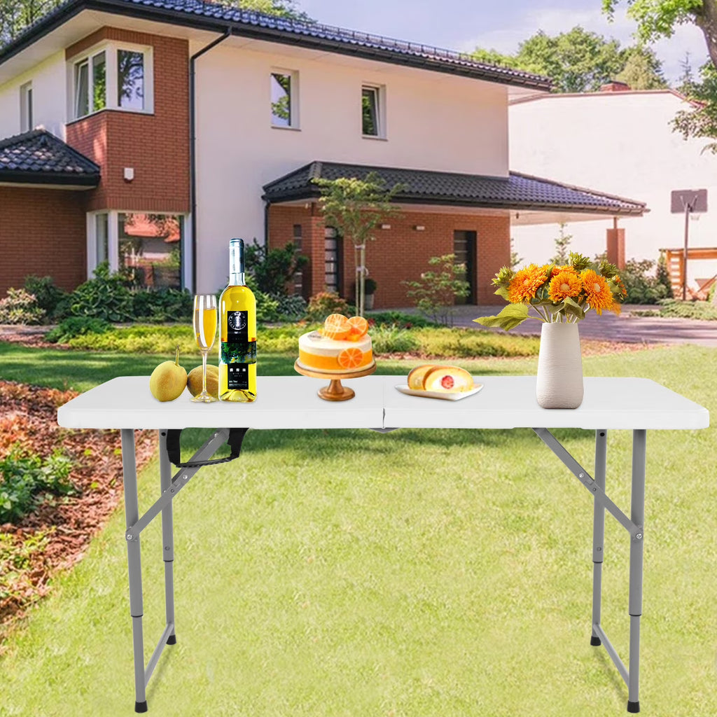 White 4 ft Folding Plastic Table with Handle P4264