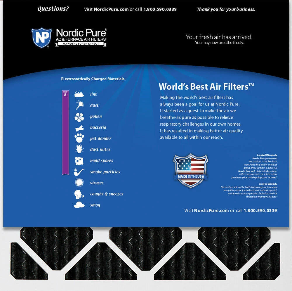 12x12x1 Carbon Pleated Furnace Filters 6 Pack J845