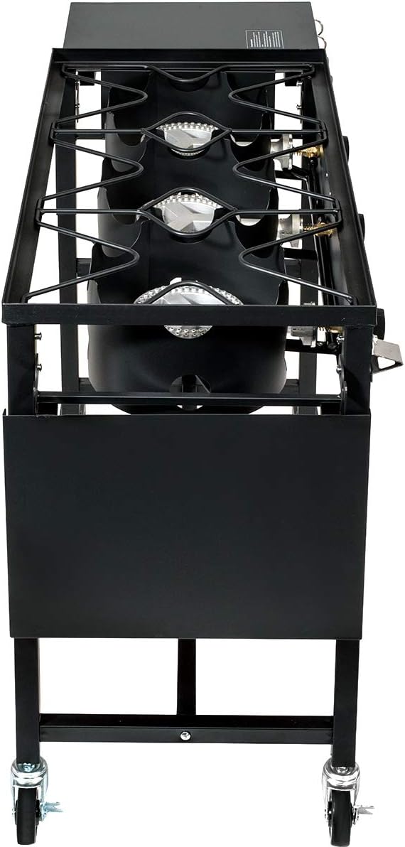 Portable Propane Triple-Burner Outdoor Camp Stove with Regulator A23791