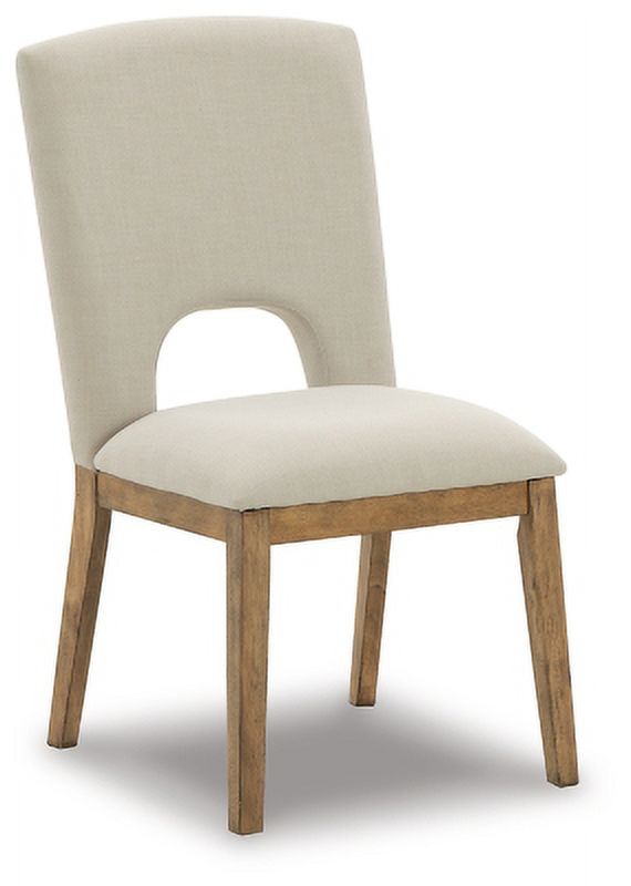 Light Brown & Beige Upholstered Side Chair, 2 Count F1605