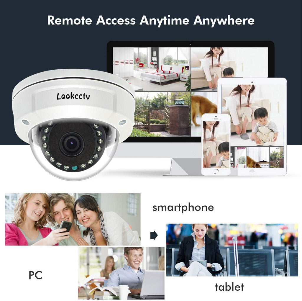 5MP HD IP POE Dome Security Camera, White, 3.6mm Lens, Pack of 2 H685