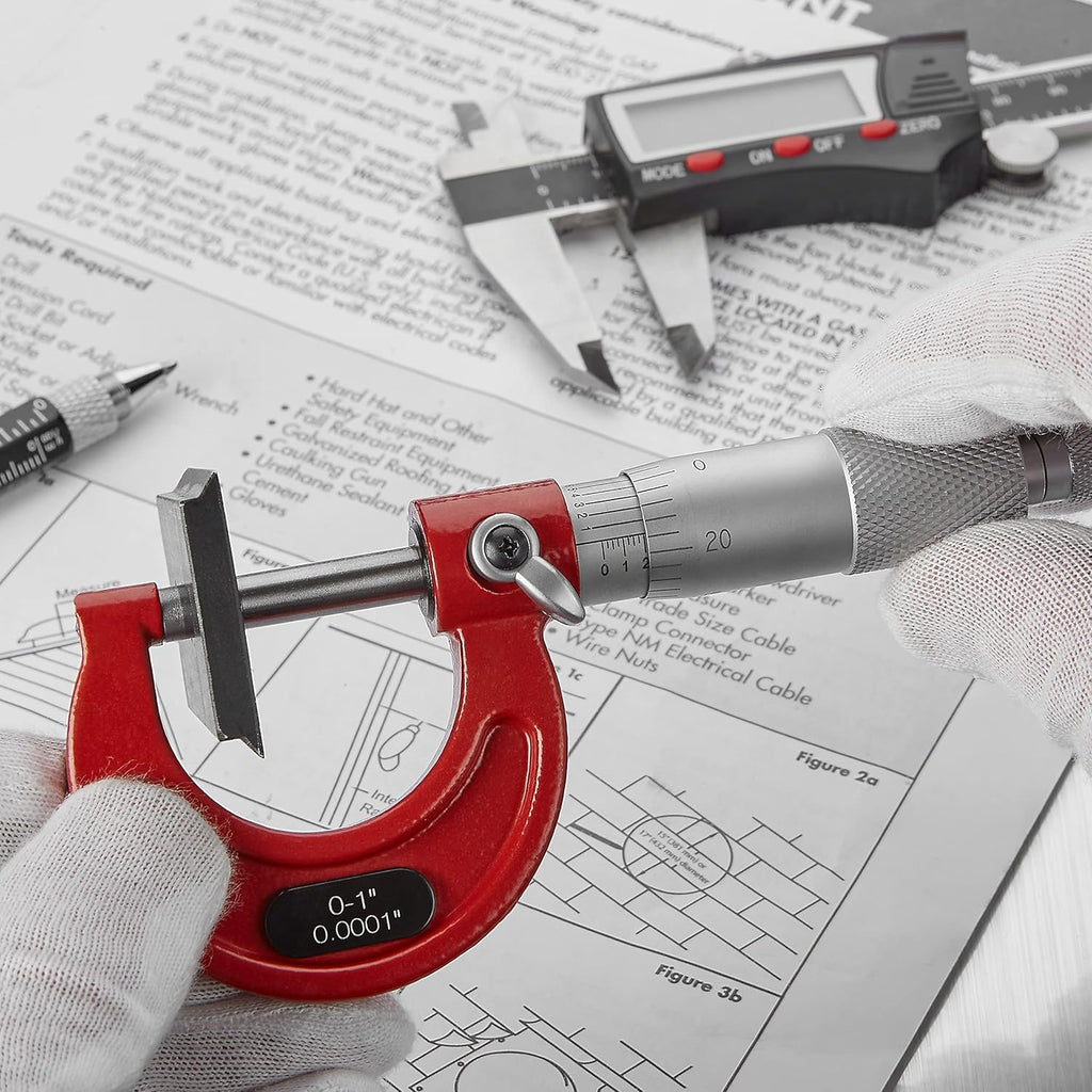 Outside Micrometer Set 0-4 / 0.0001 Precision Machinist Tools w/Carbide Tips, Ratchet Stop N287