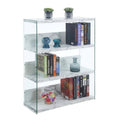 White Faux Marble Wood Four-Tier Wide Bookcase N7063