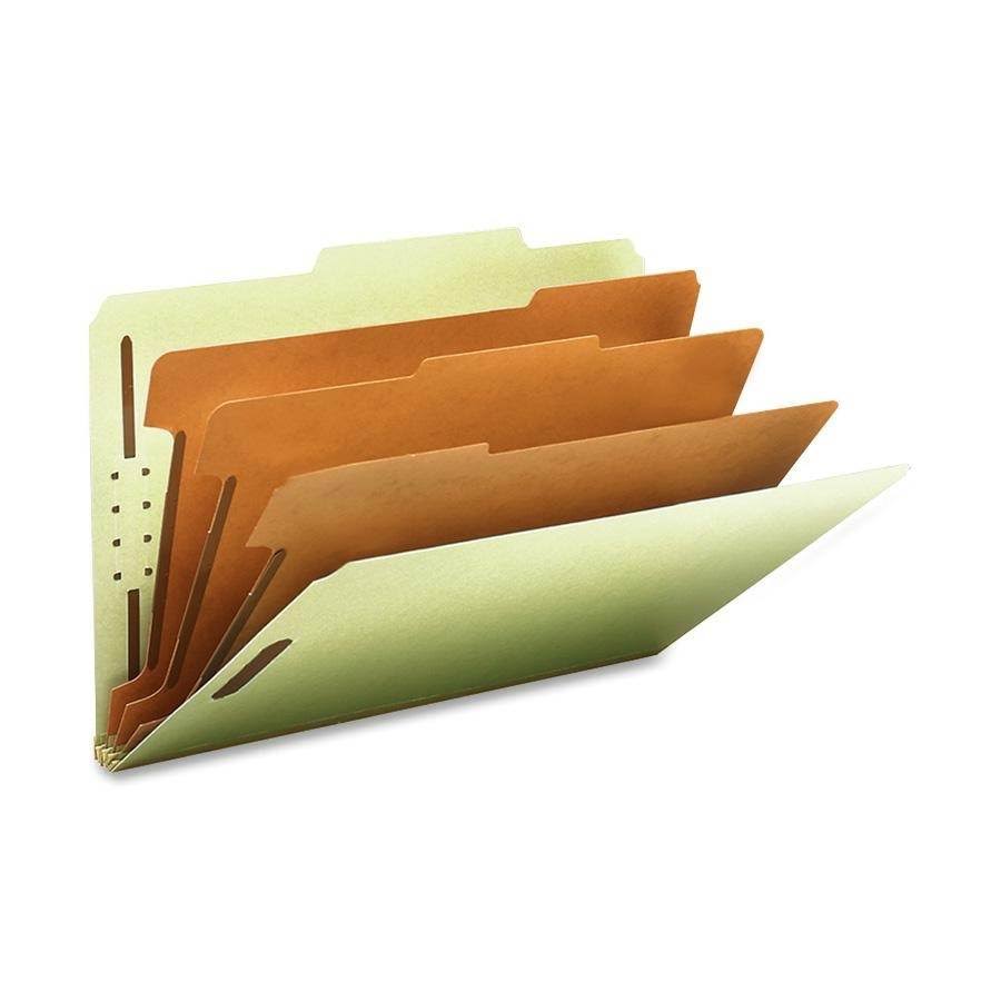 Legal Eight-Section Gray/Green Pressboard Classification Folders 10/Box U17366