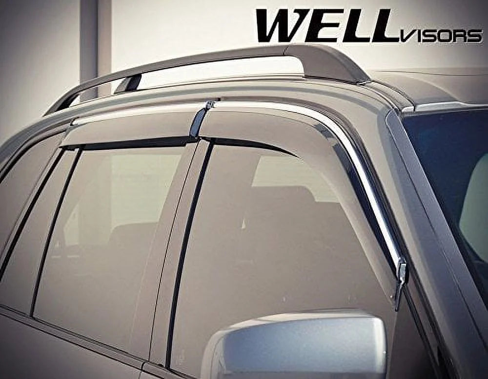 Side Window Wind Deflector Visors with Chrome Trim B140