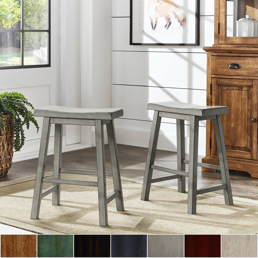 Berry Red Saddle Seat Counter Height Backless Stools Set of 2 W5585