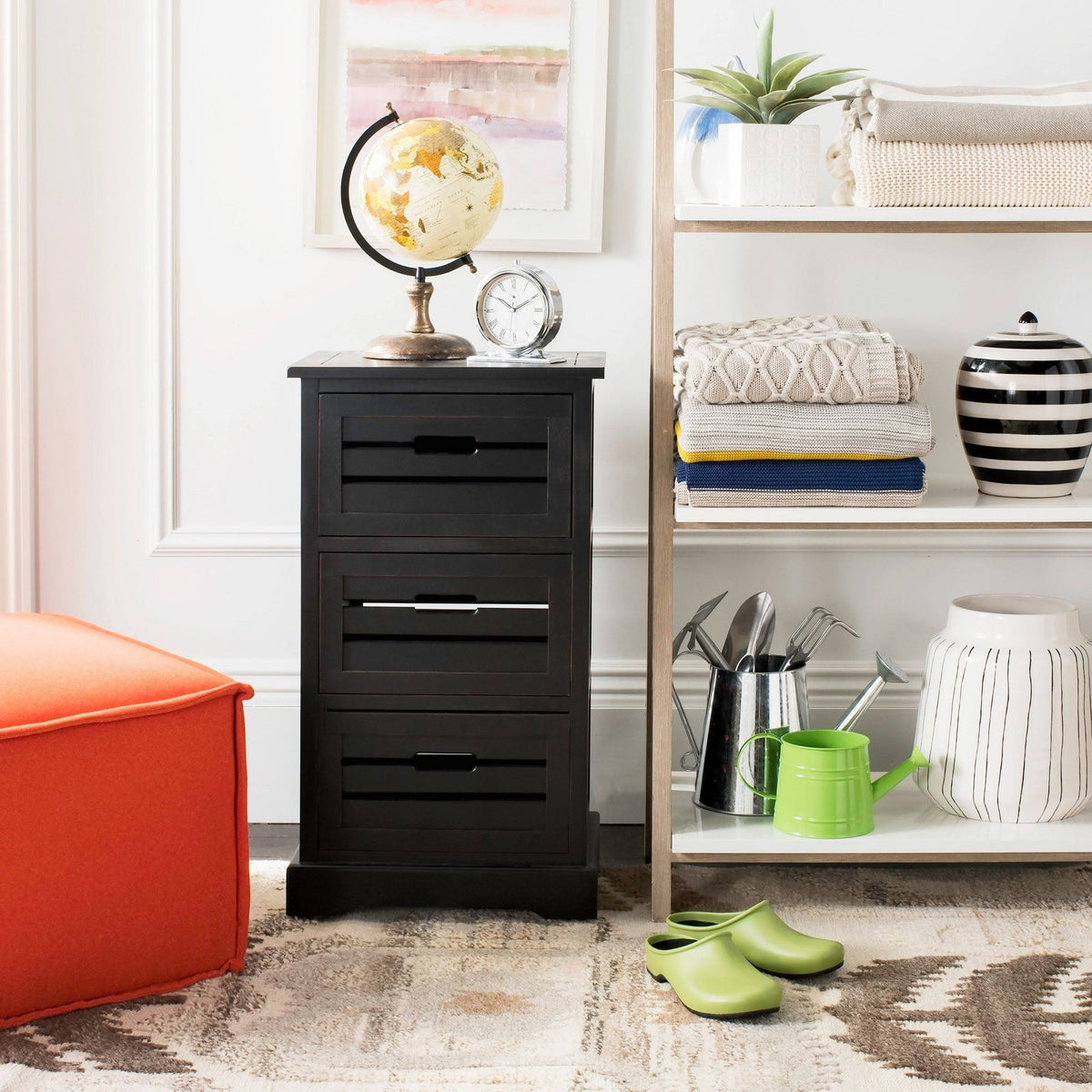 Black 3 Drawer Cabinet G359
