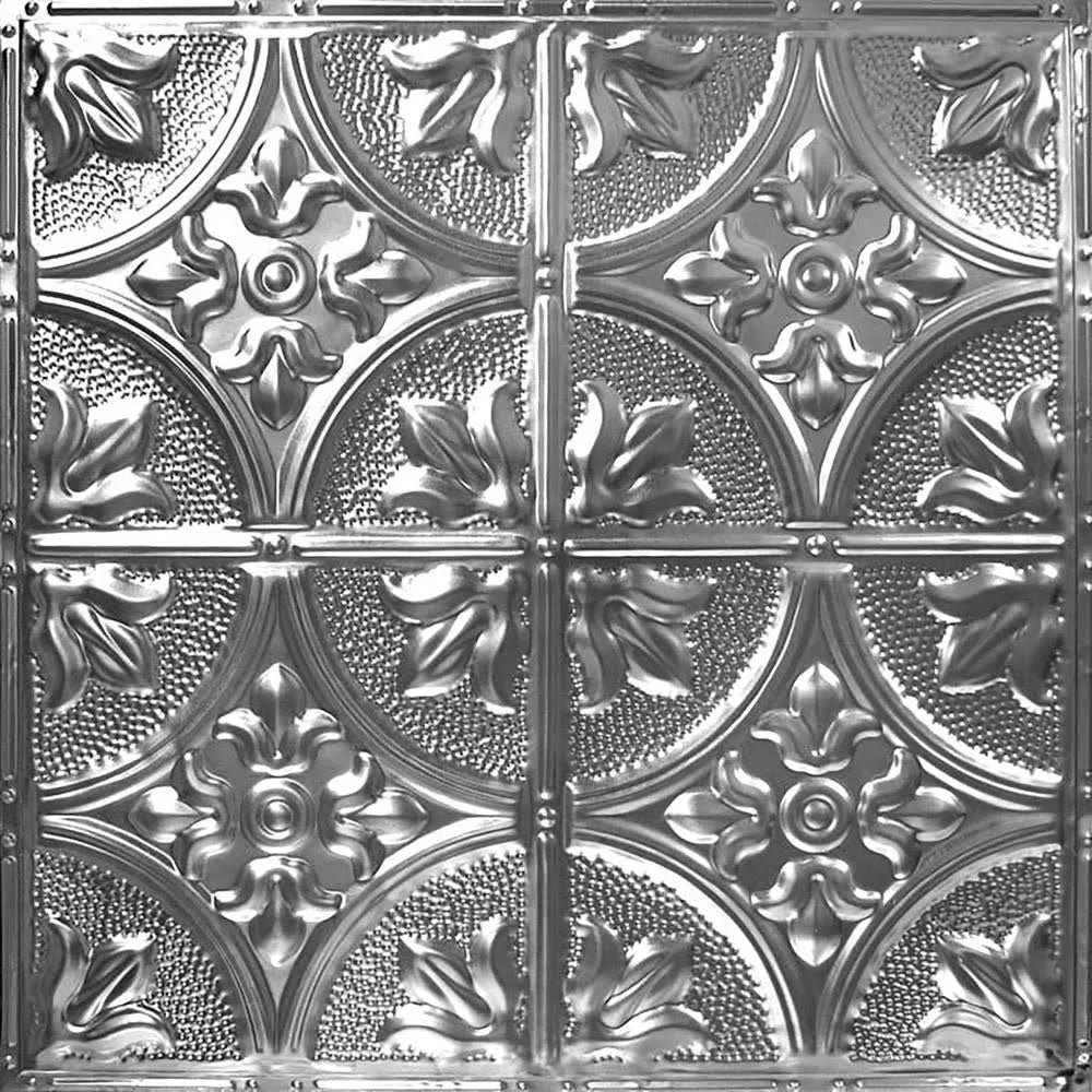 24-in x 24-in 5-Pack Brushed Satin Nickel Metal/Tin Surface-Mount Panel Ceiling Tiles P589
