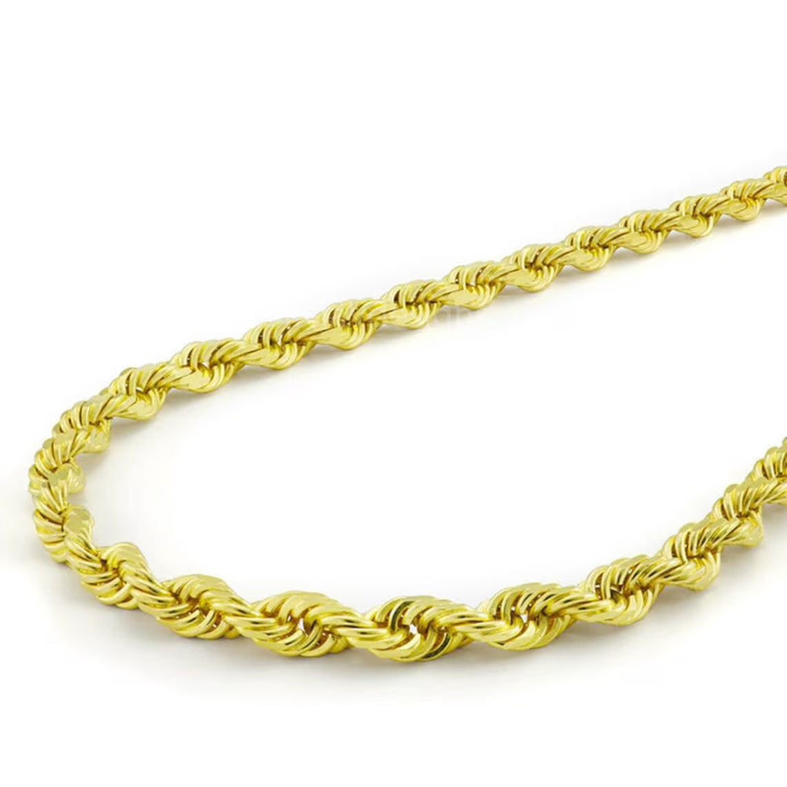 14k Gold Plated 925 Sterling Silver Italian Rope Chain 4mm A36836