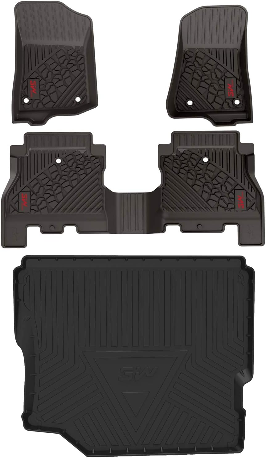 Black Custom Fit Cargo Mat Trunk Liner for Jeep Wrangler JL Unlimited 4-Door, Pack of 2 F253