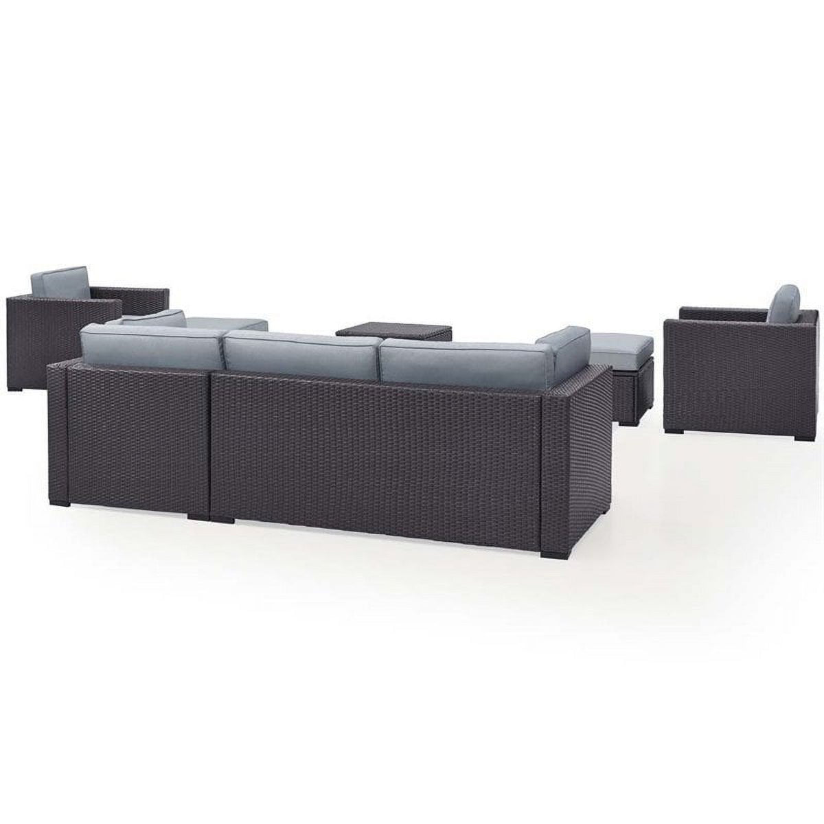 7 Piece Wicker Patio Sofa Set in Brown and Mist A7741