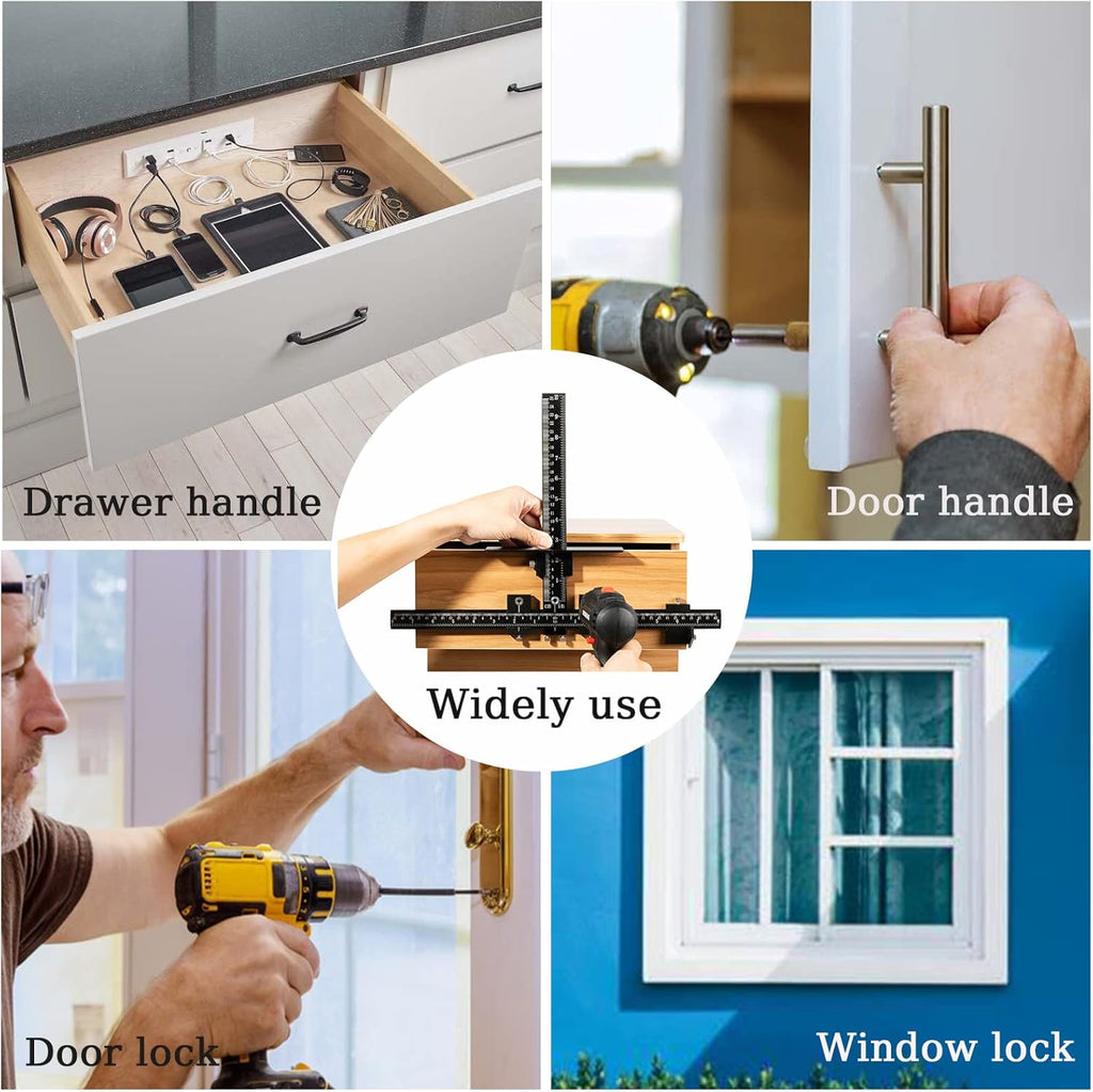 Aluminum Alloy Cabinet Handle Template Tool with Automatic Center Punch and 4 Drill Bits, Pack of 2 O2475
