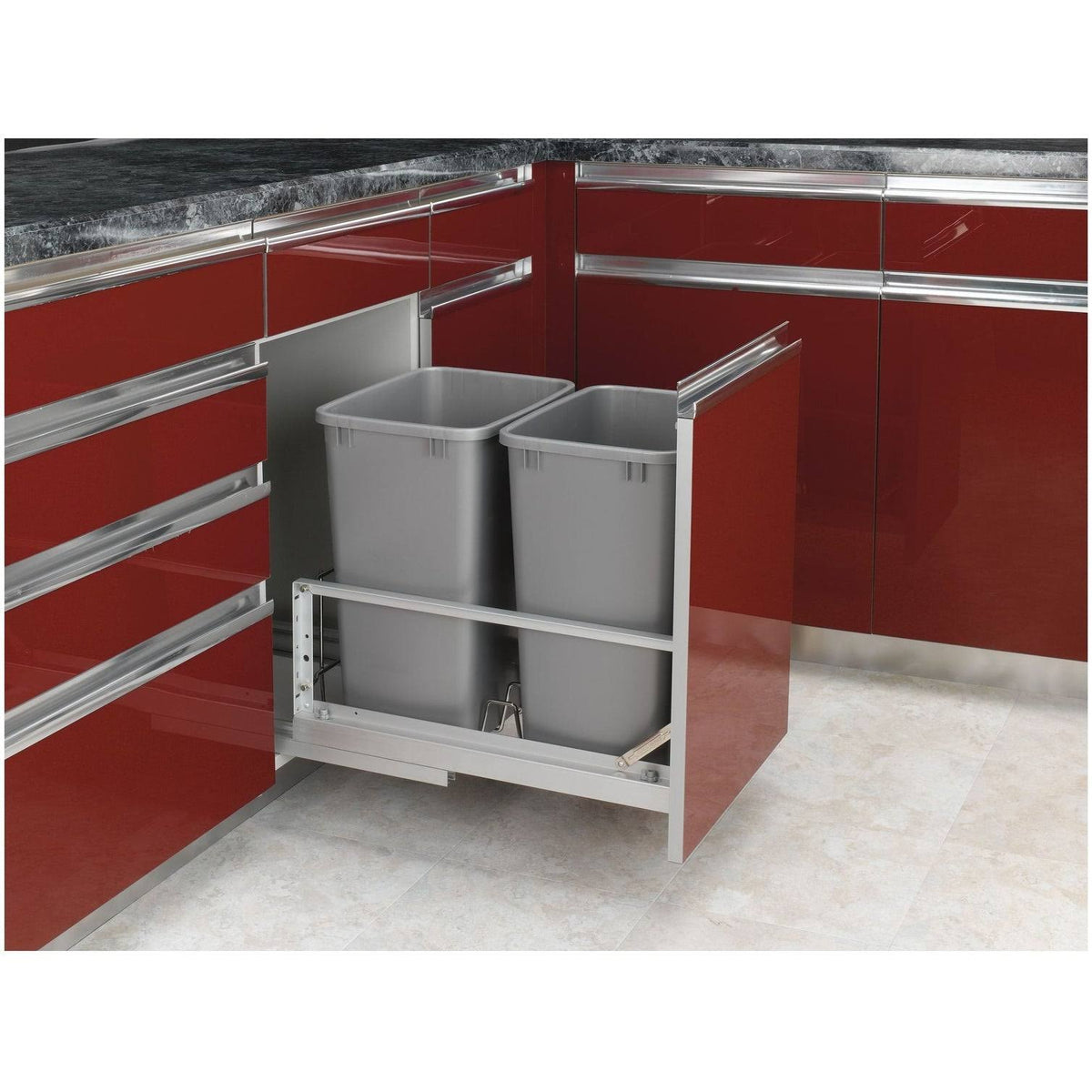 White Double 35-Quart Pull Out Waste Containers O70498