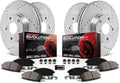 Front and Rear Carbon Fiber Brake Pads with Drilled & Slotted Brake Rotors Kit E87569