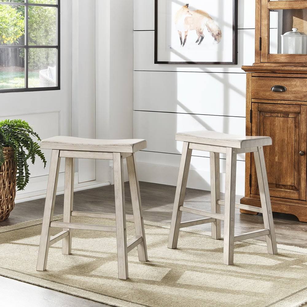 Berry Red Saddle Seat Counter Height Backless Stools Set of 2 W5585