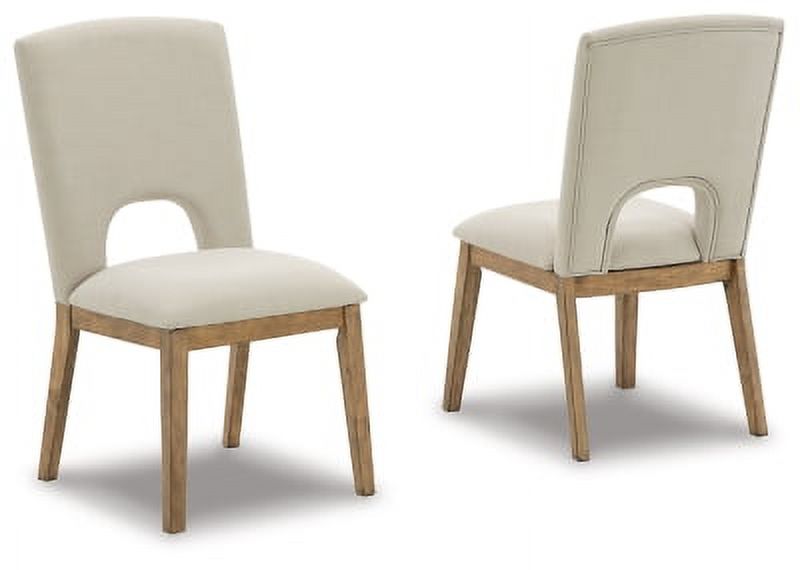 Light Brown & Beige Upholstered Side Chair, 2 Count F1605