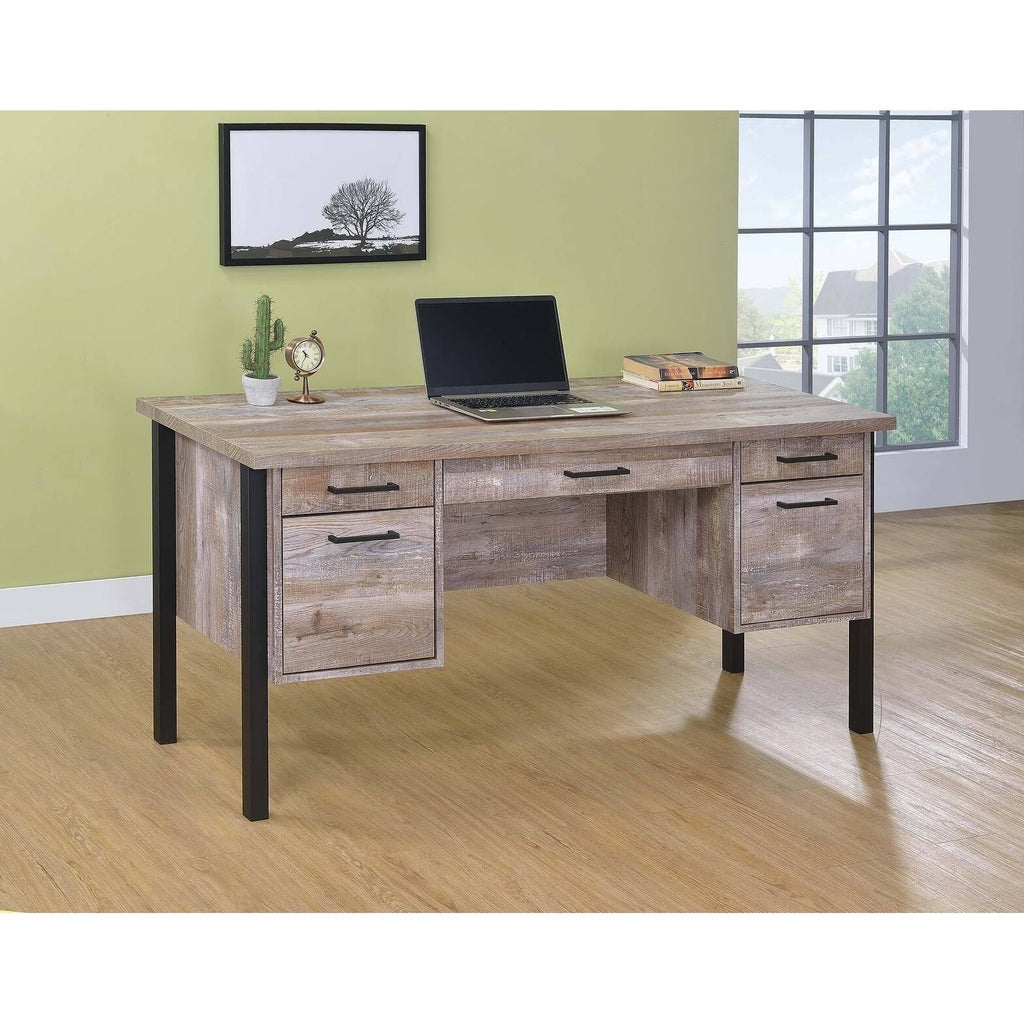 Weathered Oak 4-Drawer Office Desk G757