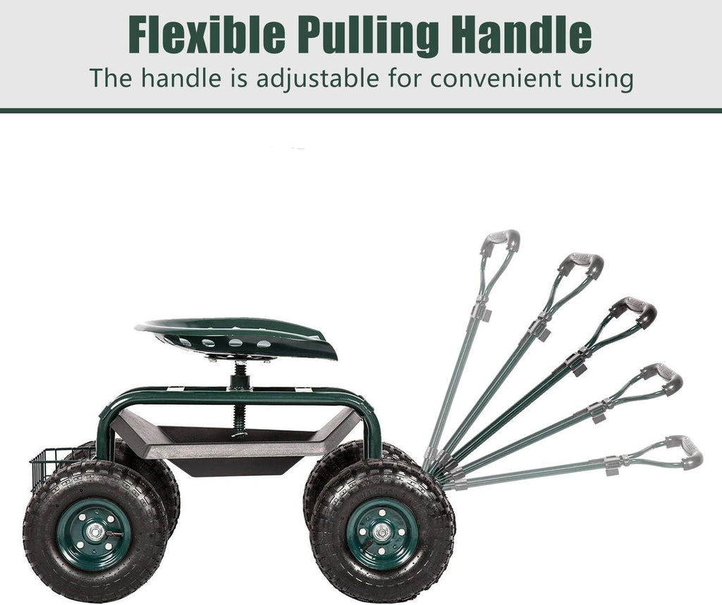 Heavy Duty Rolling Garden Cart Wagon with Extendable Handle X402