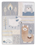 4-Piece Crib Bedding Set, Blue/Grey J5182