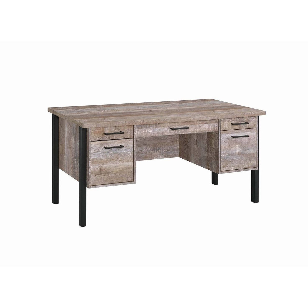 Weathered Oak 4-Drawer Office Desk G757