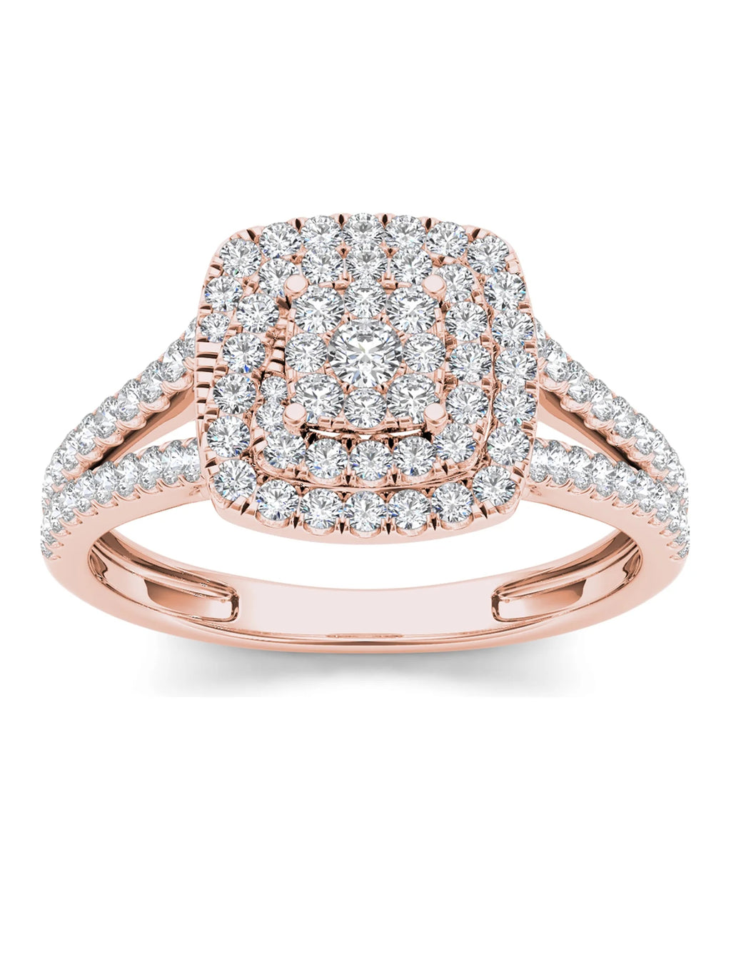 10K Rose Gold Diamond Double Halo Engagement Ring F5384