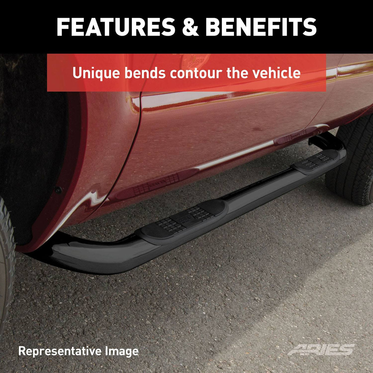 Black 3-Inch Round Side Bars R30906