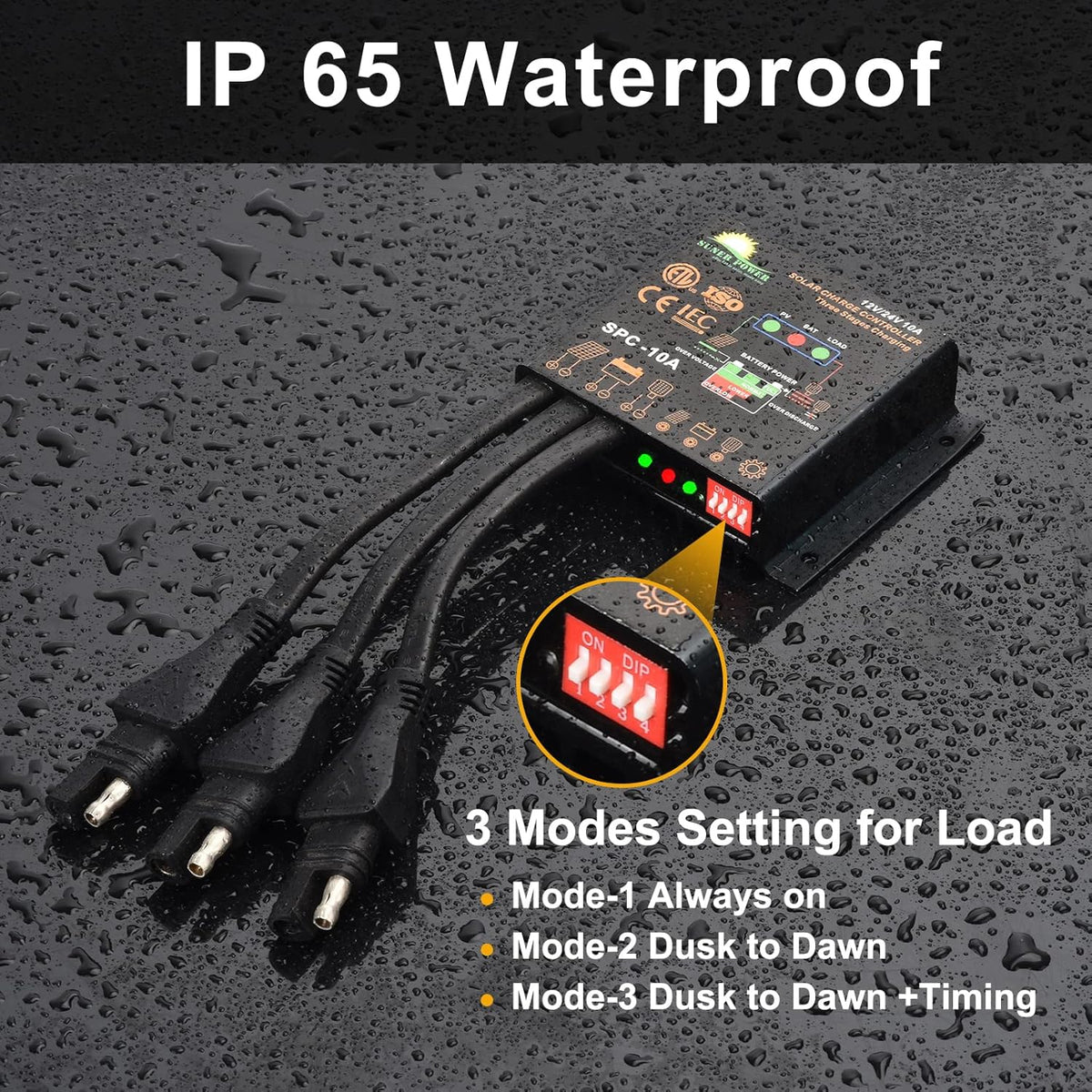 20 Watts Poly Crystalline 12V Solar Panel Kit with 10A Charge Controller and 3-PCS SAE Cable Adapters B60099