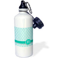 Aqua Blue Teal Turquoise Mint Monogrammed Sports Water Bottle, 21oz N4453