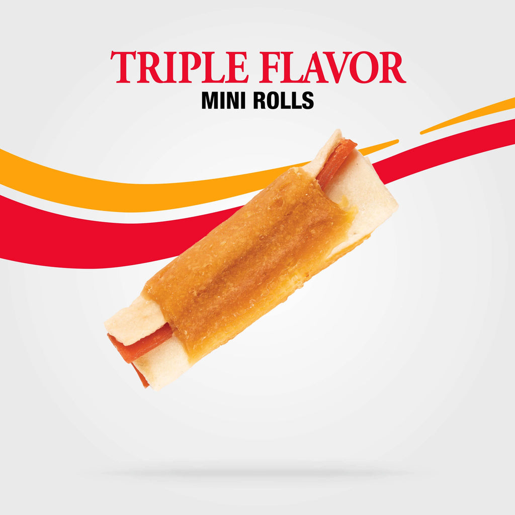 Triple Flavor Mini Rolls Dog Chews, 8 Oz P85217