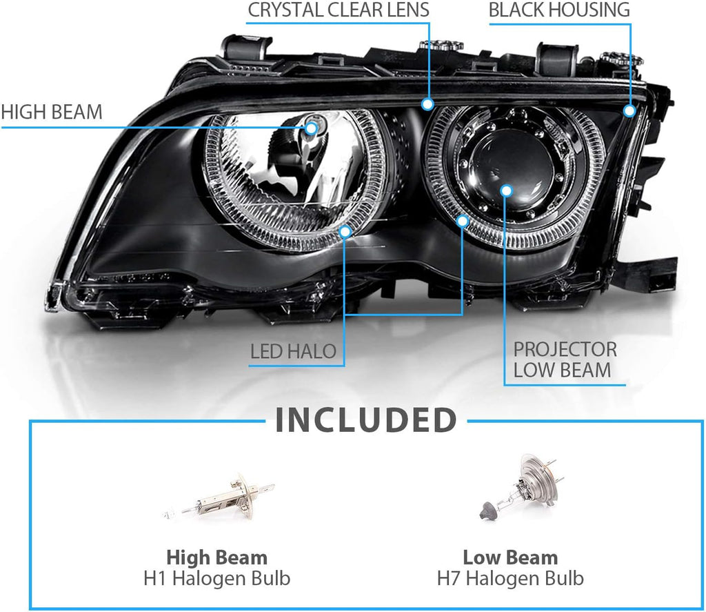 Black Projector Headlights for BMW 3 Series E46 4 Door G2786