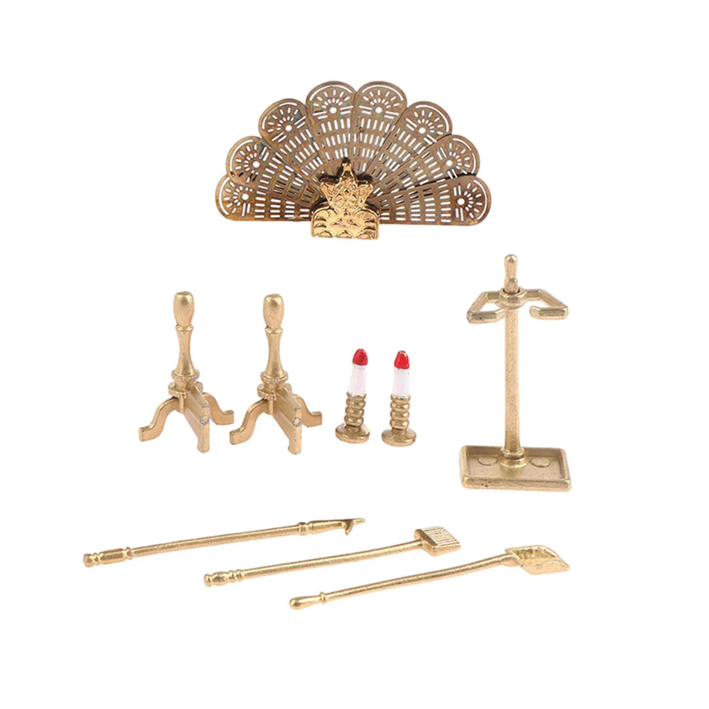 Miniature Metal Fireplace Dollhouse Decoration Y14764