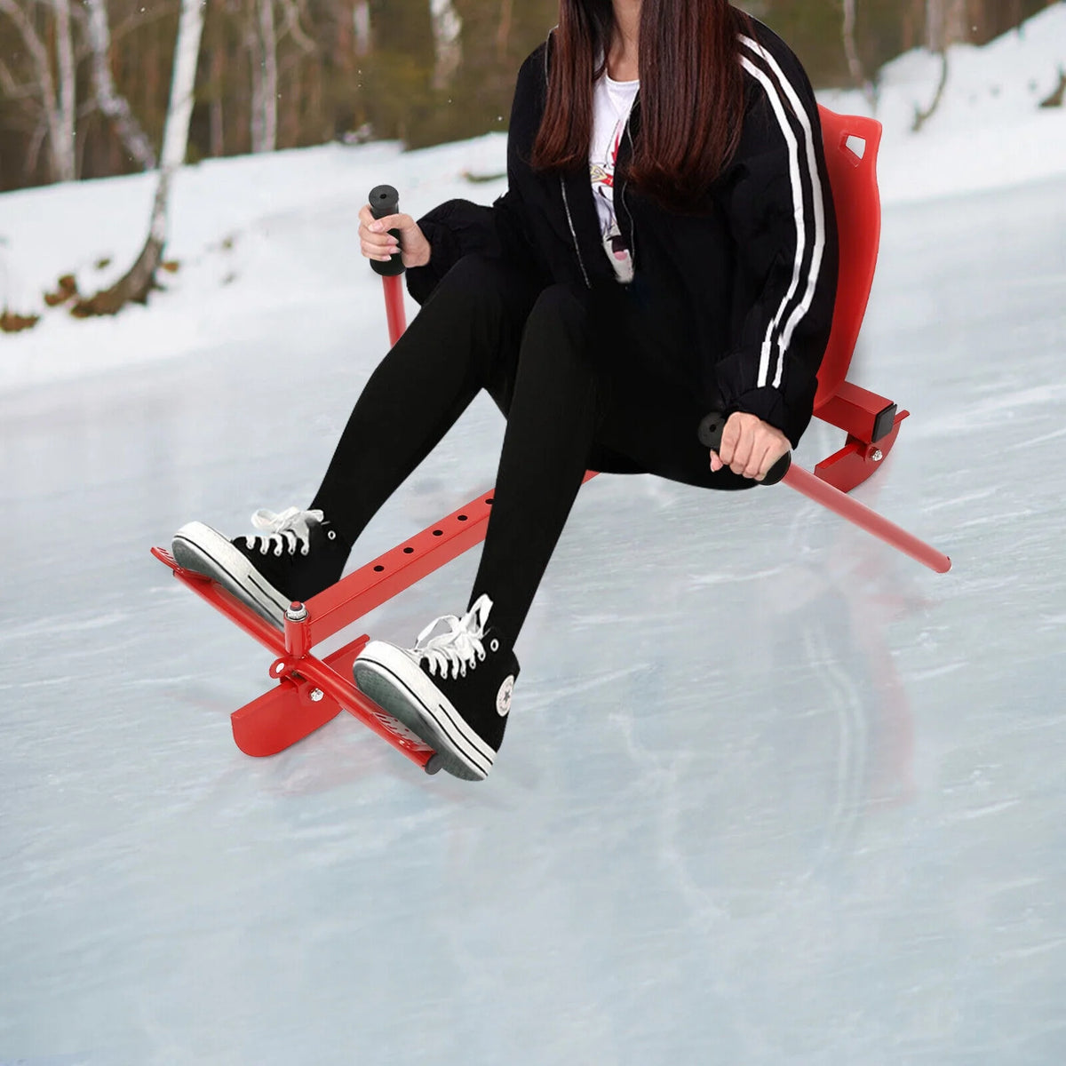 Steel Frame Snow Scooter Sled Ski Slider with Steering Pedal T812
