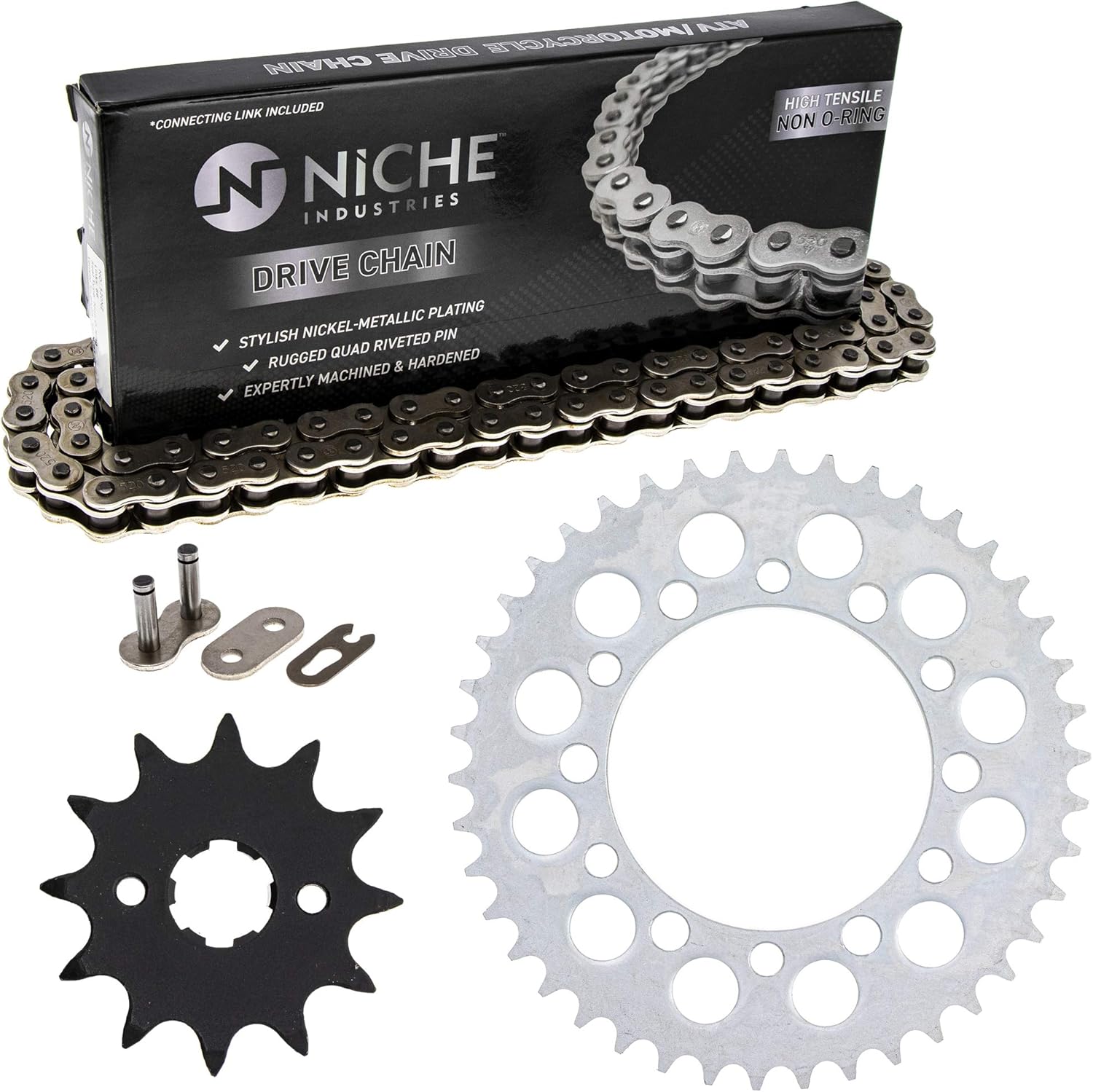 Drive Sprocket Chain Combo Front 12 Rear 42 Tooth 520NZ Standard 88 Links Pack of 2 P496