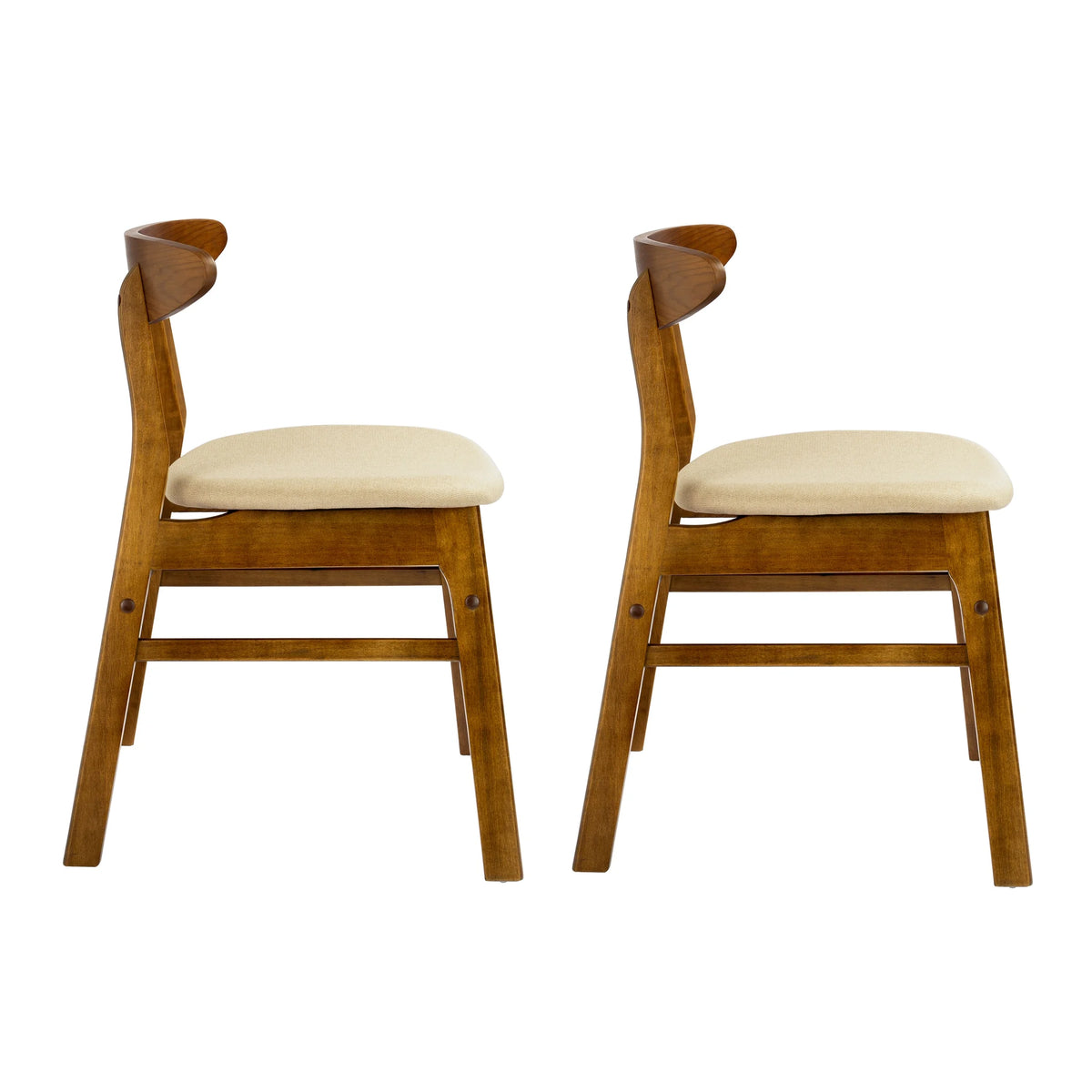 Beige Solid Wood Upholstered Dining Side Chair Set of 2 M17764