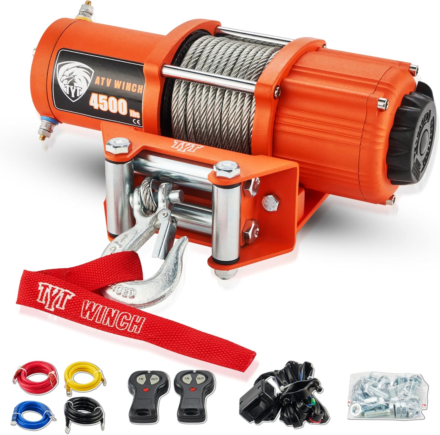 2000 lb 12V Steel Cable Electric Winch with Wired Handle Remotes Z86010