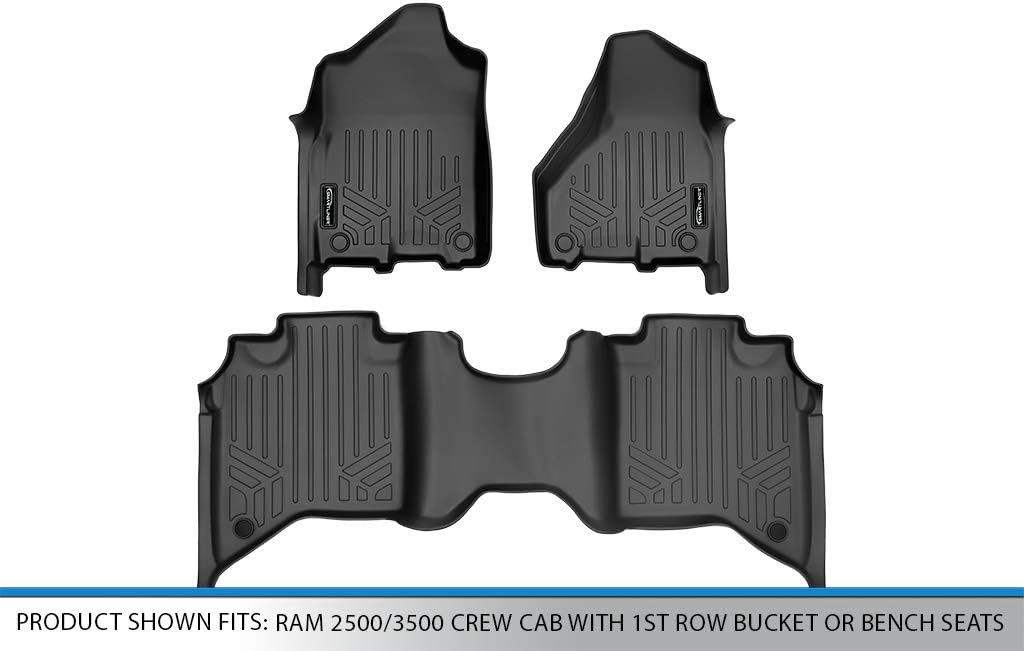 Custom Floor Mats 2 Row Liner Set Black W89357