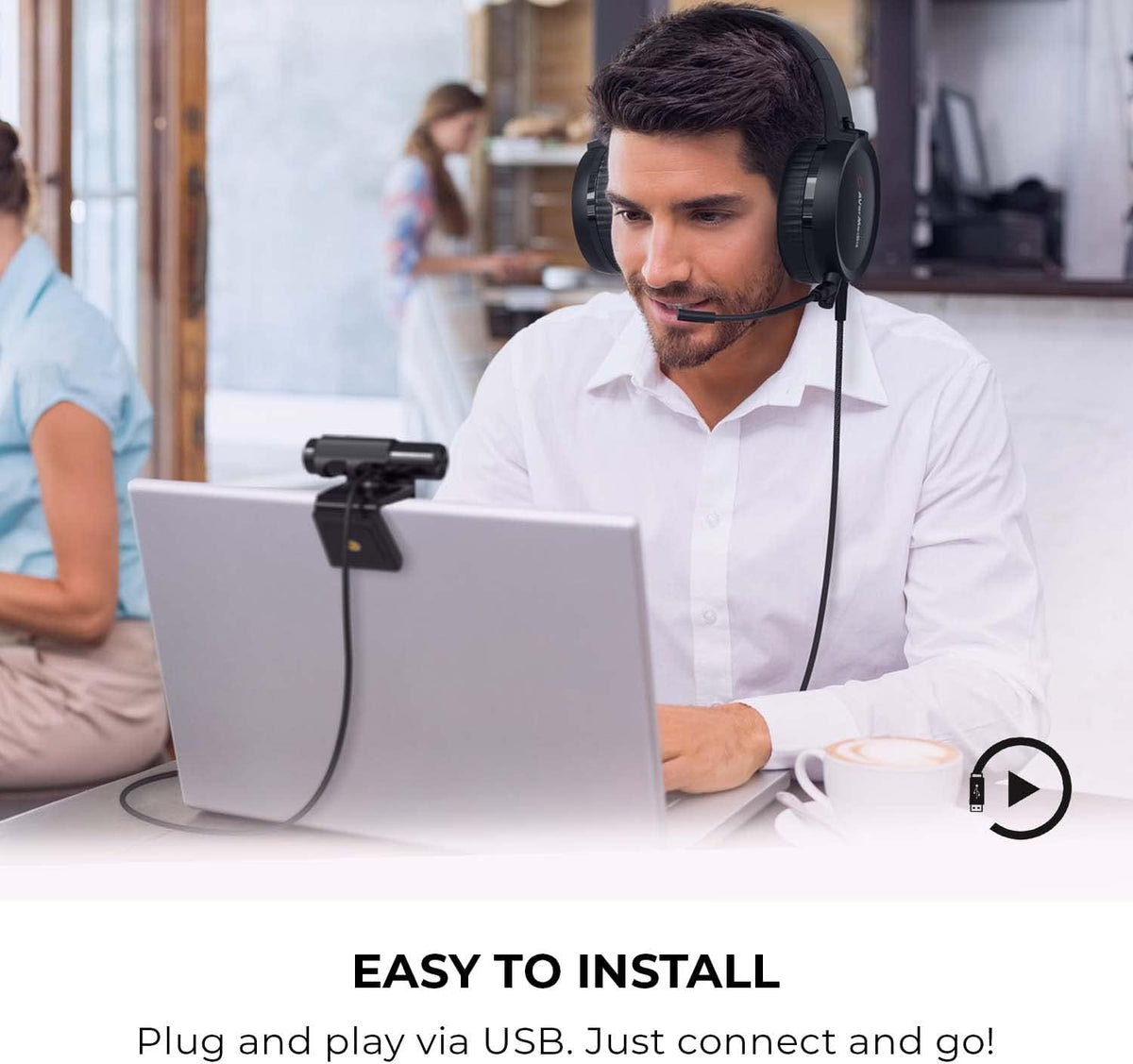 1080p Webcam USB 2.0 Headset with Microphone L83197