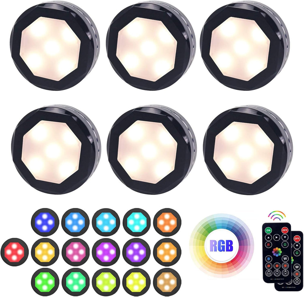 6 Packs Battery Operated Color Changing Dimmable Under Cabinet Light X74139