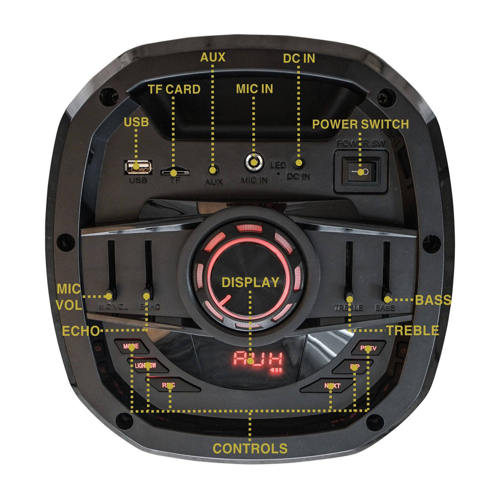 Dual 6.5” Portable PA Speaker with Built-in Rechargeable Battery, Bluetooth, USB, LED G24377