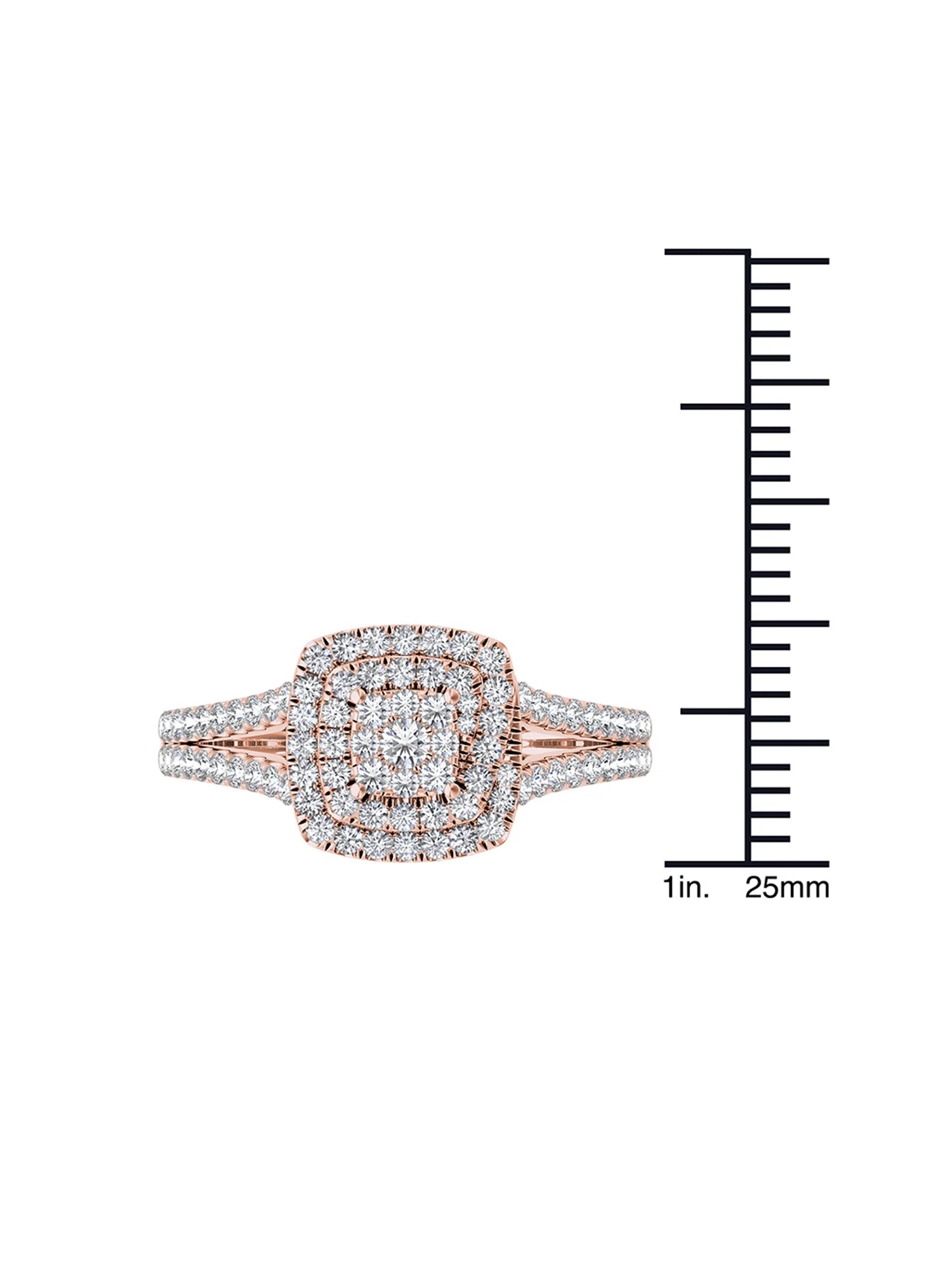 10K Rose Gold Diamond Double Halo Engagement Ring F5384